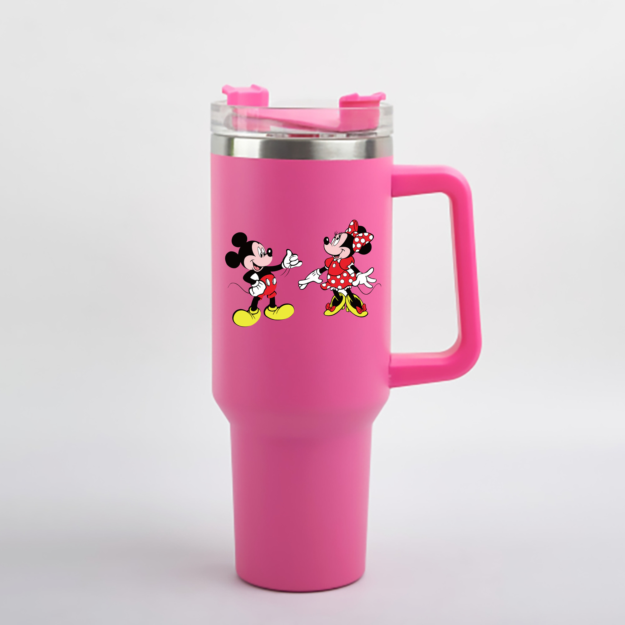 （画像用） ミッキーマウス Mickey Mouse 1200mL車用タンブラー - クリスタルステッカー（プラスチックストロー付き）